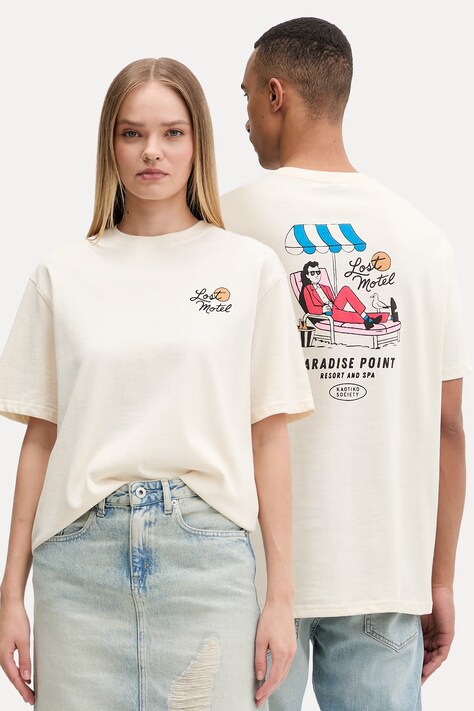 Kaotiko tricou din bumbac bej AS055-01-G002