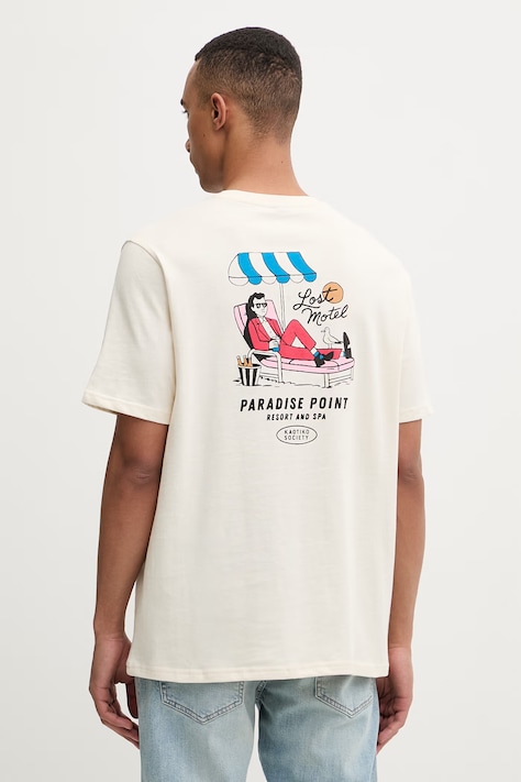 Kaotiko T-shirt bawełniany beżowy AS055-01-G002