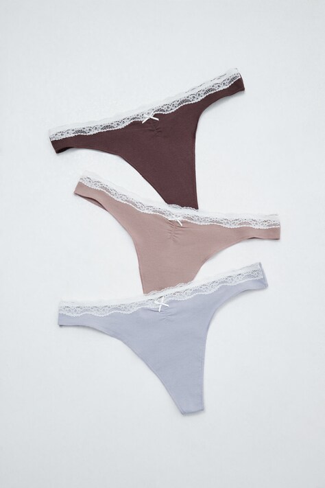 women'secret Stringi damskie z bawełną 3-pack multicolor 4934627