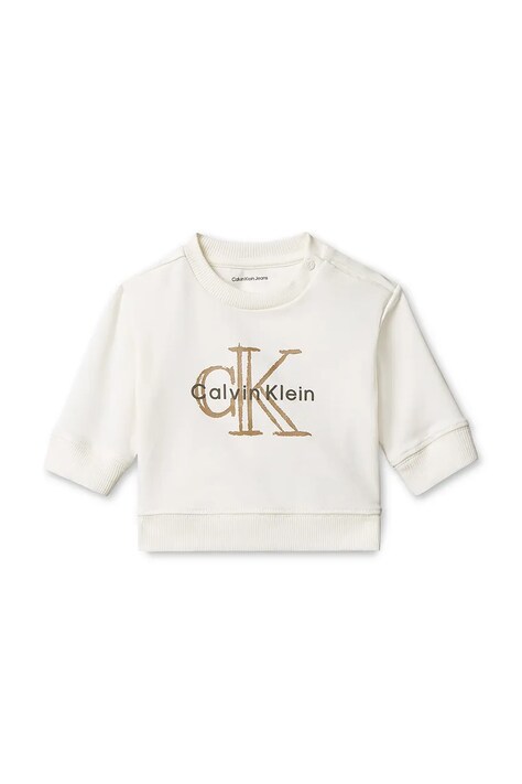 Calvin Klein Jeans Bluza dziecięca bawełniana z elastanem beżowa IN0IN00443