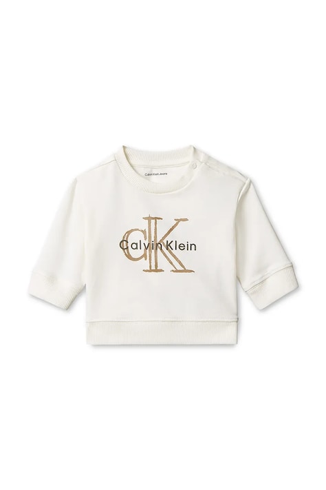 Calvin Klein Jeans Bluza dziecięca bawełniana z elastanem beżowa IN0IN00443
