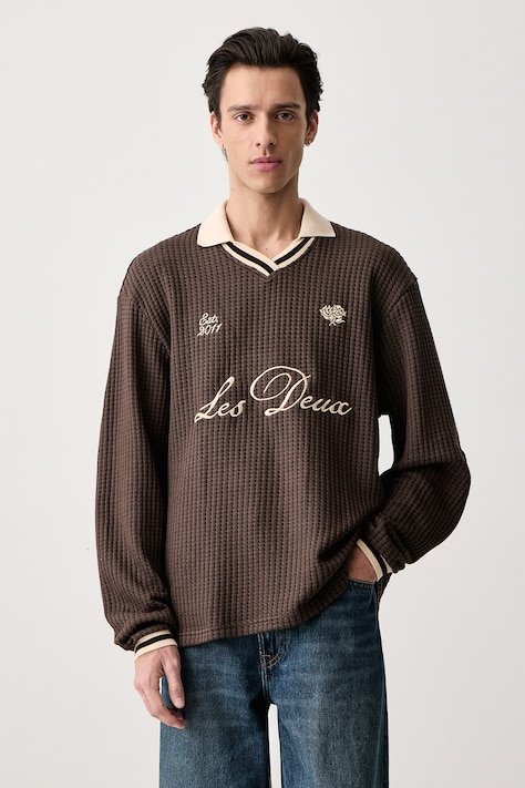 Les Deux Bluza męska z bawełną brązowa 1003297