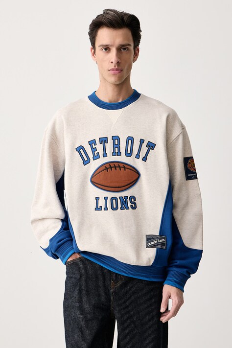 Les Deux Bluza męska bawełniana Les Deux x Detroit Lions beżowa 1003233