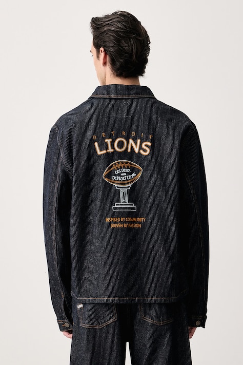 Les Deux Męskie jeansowe Les Deux x Detroit Lions niebieskie w prążki 1003228