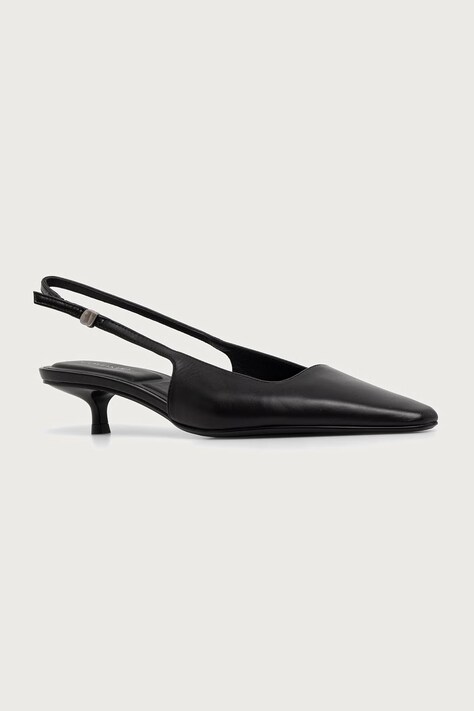 Calvin Klein Czółenka skórzane KITTEN HEEL SLING PUMP LTH HDW czarne HW0HW03475