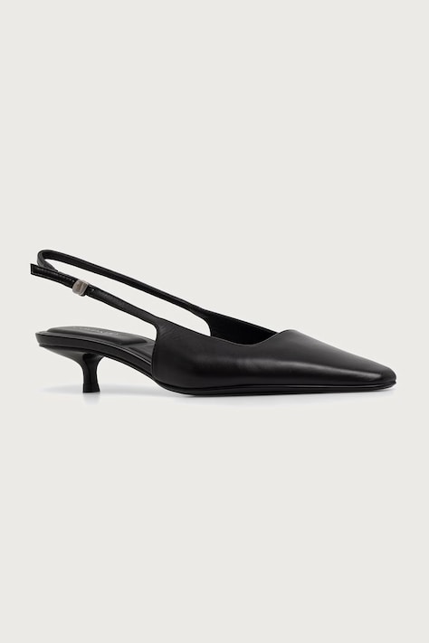 Calvin Klein Czółenka skórzane KITTEN HEEL SLING PUMP LTH HDW czarne HW0HW03475