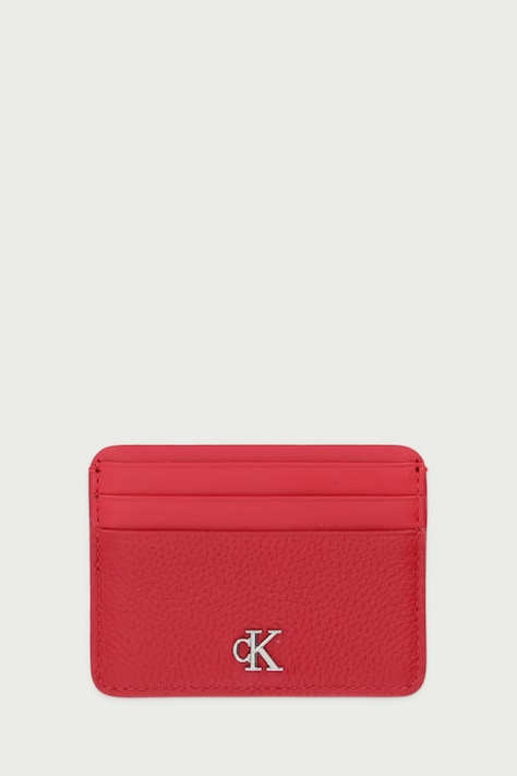 Calvin Klein Etui na karty damskie skórzane czerwone LV04F1291G