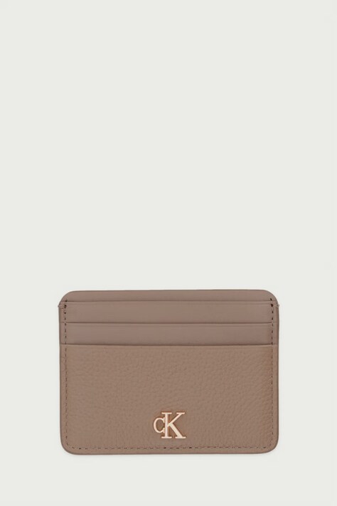 Calvin Klein Etui na karty damskie skórzane beżowe LV04F1291G