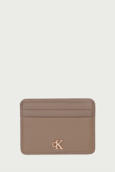 Calvin Klein Etui na karty damskie skórzane beżowe LV04F1291G