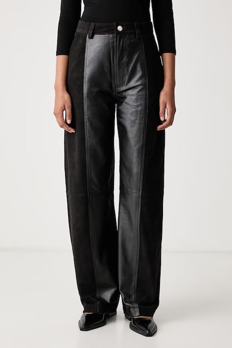 Rotate Spodnie damskie skórzane czarne high waist 116861100