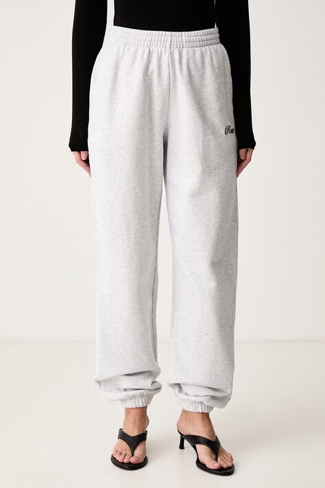 Rotate Spodnie dresowe damskie bawełniane szare high waist 1171931473