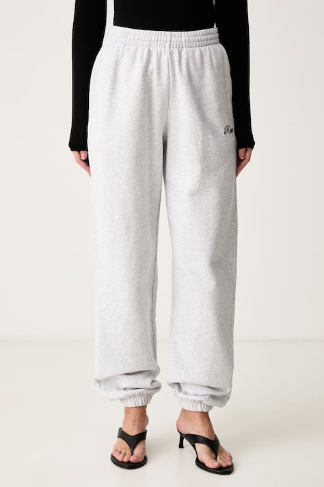 Rotate Spodnie dresowe damskie bawełniane szare high waist 1171931473