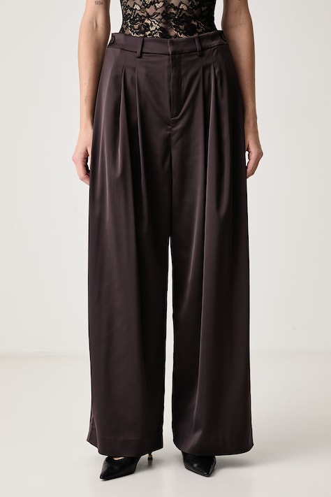 Gestuz Spodnie damskie brązowe high waist 10911582