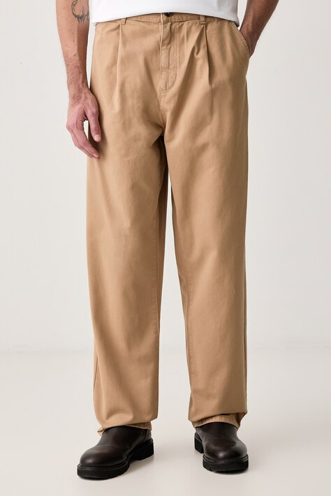 Les Deux Spodnie chinos męskie bawełniane beżowe regular waist 1002842