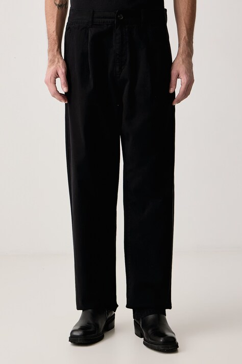 Les Deux Spodnie chinos męskie bawełniane czarne regular waist 1002842