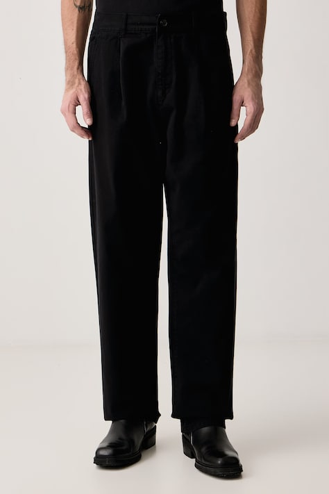 Les Deux Spodnie chinos męskie bawełniane czarne regular waist 1002842