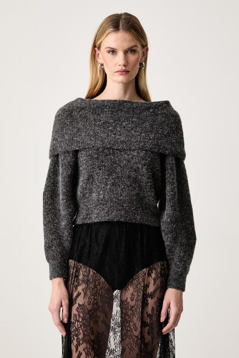 Gestuz Sweter damski z wełną szary 10911658