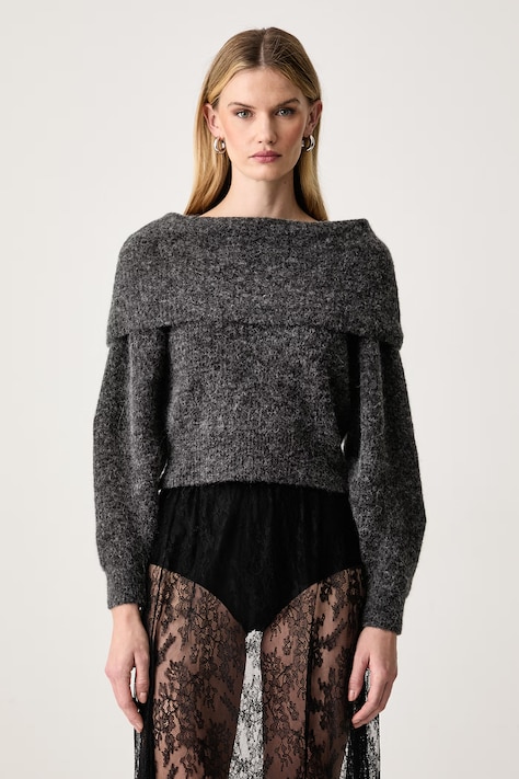 Gestuz Sweter damski z wełną szary 10911658