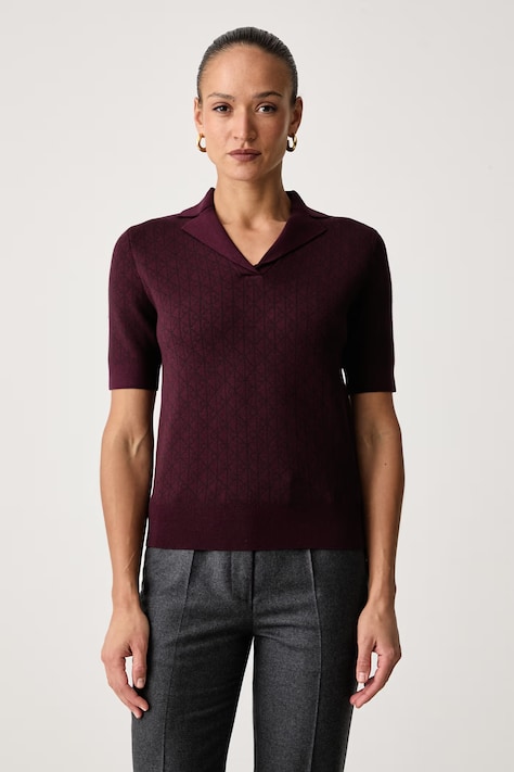 Calvin Klein Sweter z krótkim rękawem damski z wiskozą bordowy LV044J300G