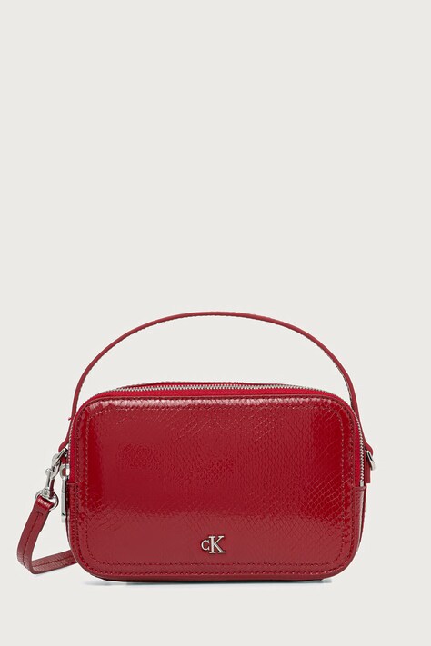 Calvin Klein Torebka crossbody damska z imitacji skóry bordowa LV04F3858G