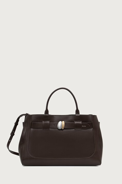 Calvin Klein Torebka shopper damska z imitacji skóry brązowa LV04F3866G