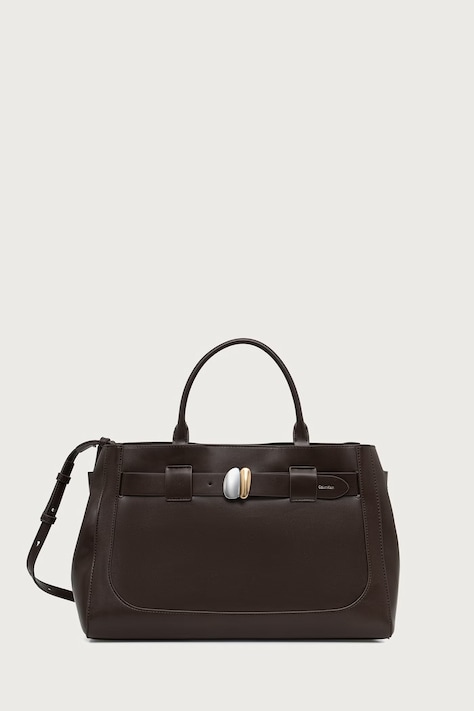 Calvin Klein Torebka shopper damska z imitacji skóry brązowa LV04F3866G