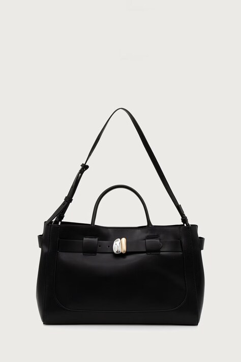 Calvin Klein Torebka shopper damska z imitacji skóry czarna LV04F3866G