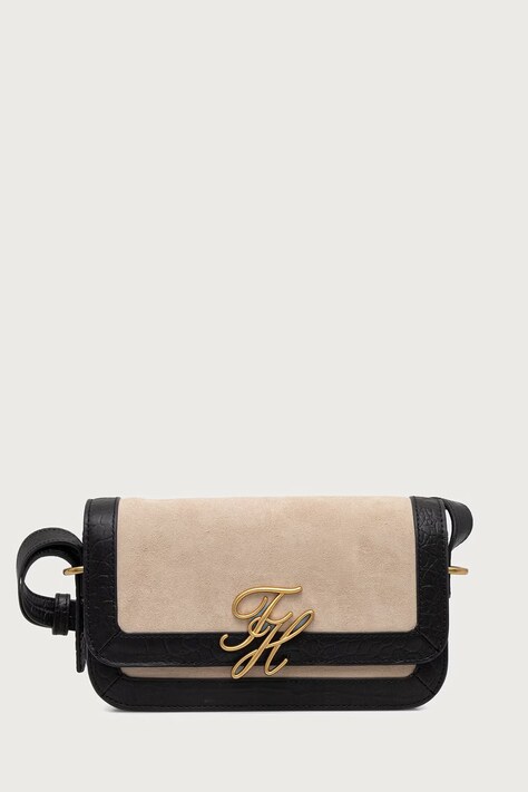 Tommy Hilfiger Torebka crossbody damska zamszowa SCRIPT czarna AW0AW19378