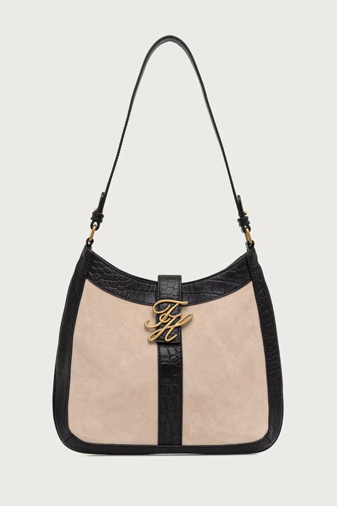 Tommy Hilfiger Torebka hobo damska skórzana SCRIPT czarna AW0AW19379