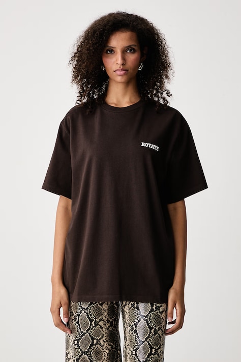 Rotate T-shirt damski bawełniany brązowy 1153271667