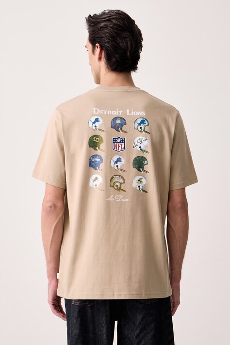Les Deux T-shirt męski bawełniany Les Deux x Detroit Lions beżowy 1003221