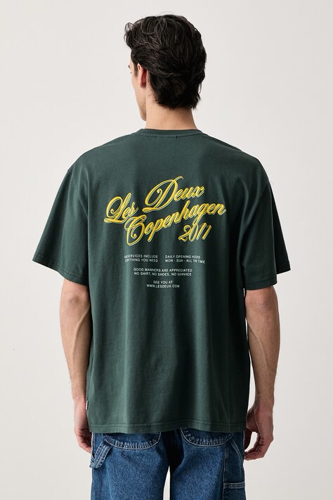 Les Deux T-shirt męski bawełniany z elastanem zielony 1002710