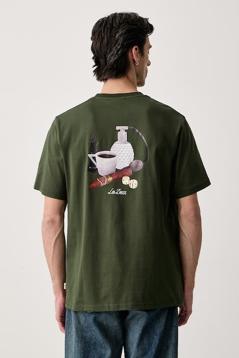 Les Deux T-shirt męski bawełniany zielony 1002722