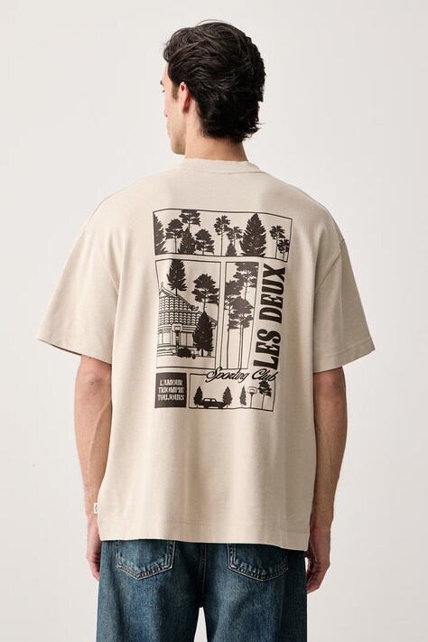 Les Deux T-shirt męski bawełniany beżowy 1002750