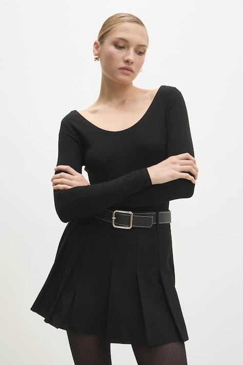 Body s hedvábím Answear.LAB černá barva