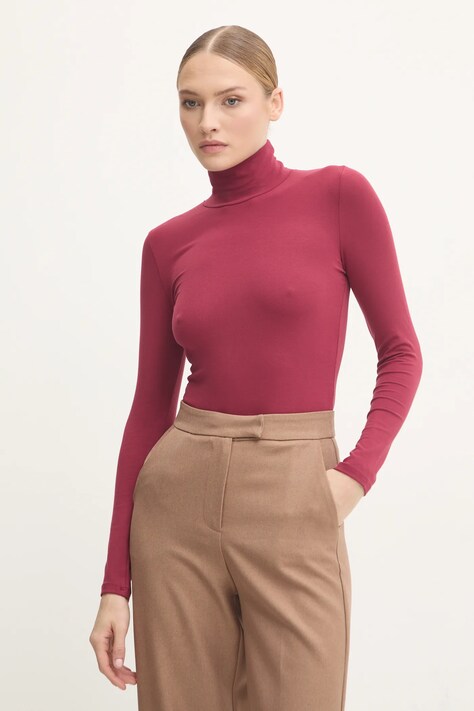 Боди из примесью шелка Answear.LAB цвет красный однотонная