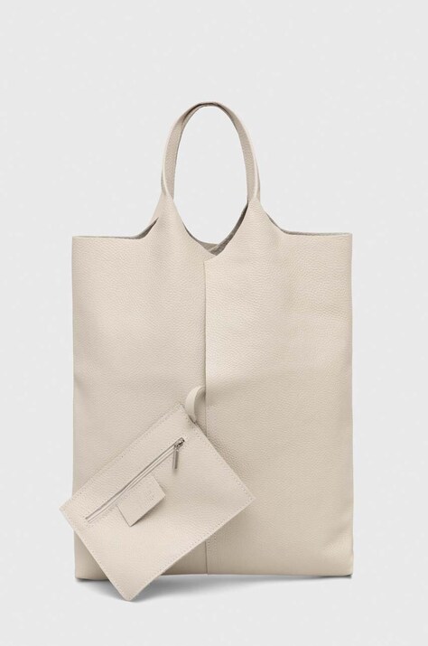 Answear Lab poseta de piele culoarea bej