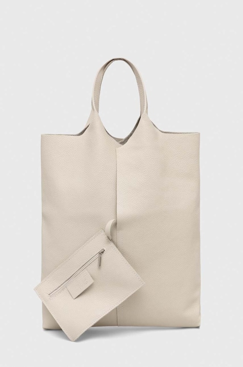 Answear Lab poseta de piele culoarea bej