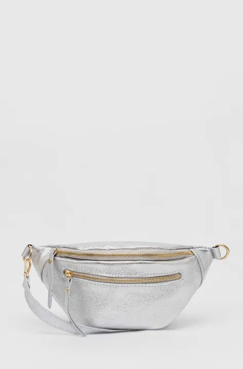 Kožna torbica oko struka Answear Lab boja: srebrna
