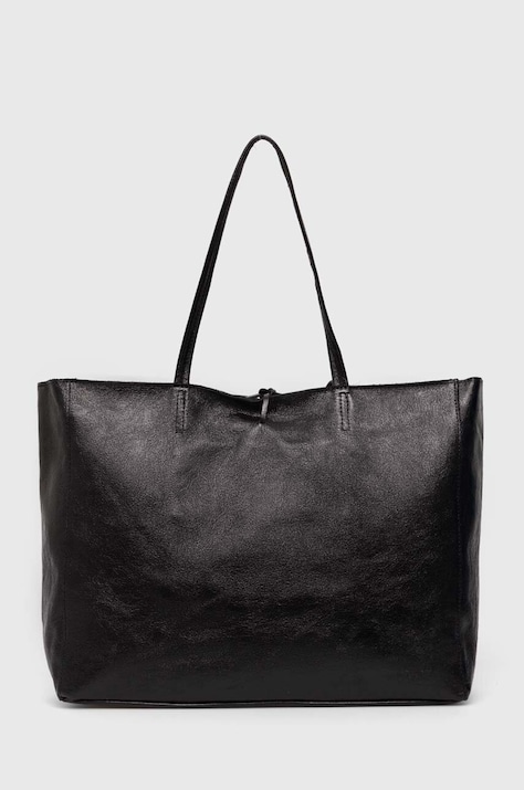Answear Lab poseta de piele culoarea negru