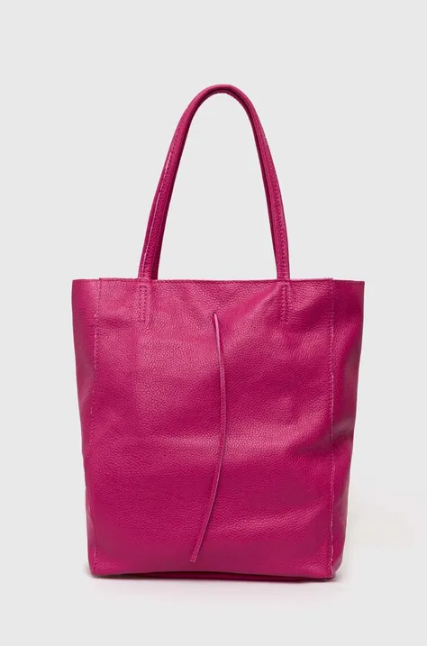 Usnjena torbica Answear Lab roza barva