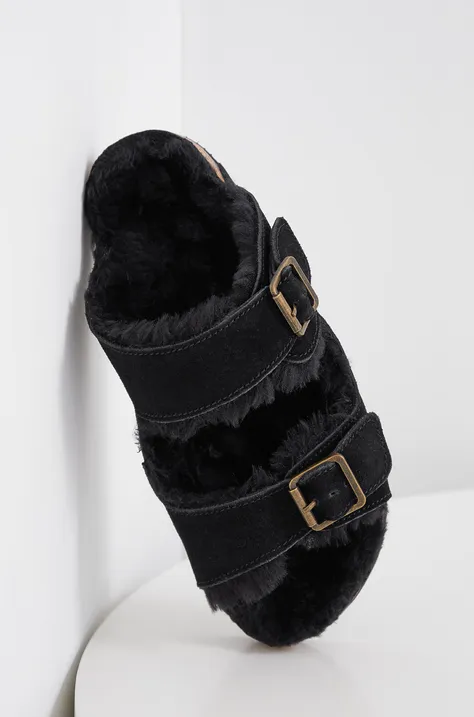 Kućne papuče od brušene kože Answear Lab boja: crna