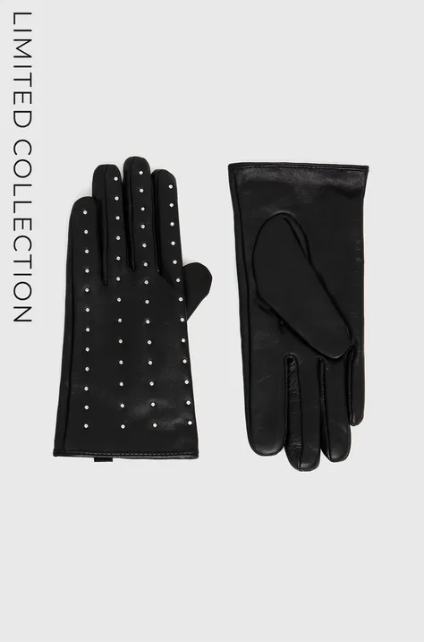 Usnjene rokavice Answear Lab žensko, črna barva