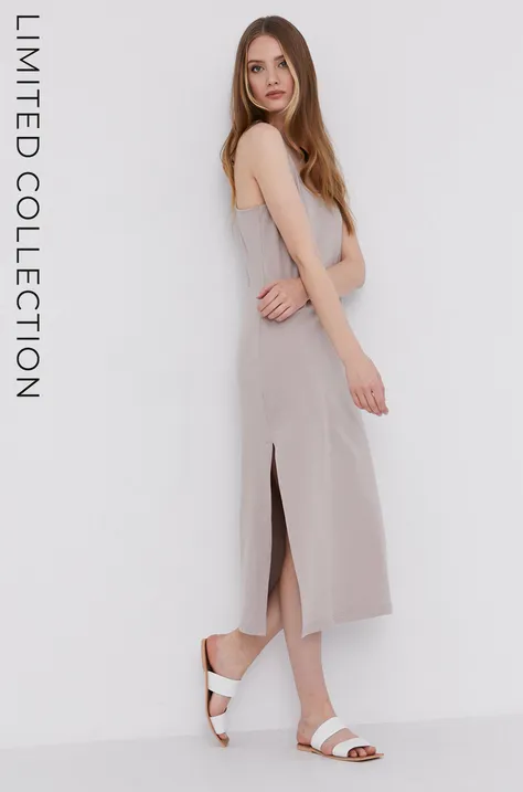 Сукня Answear Lab ECO колір бежевий midi пряма