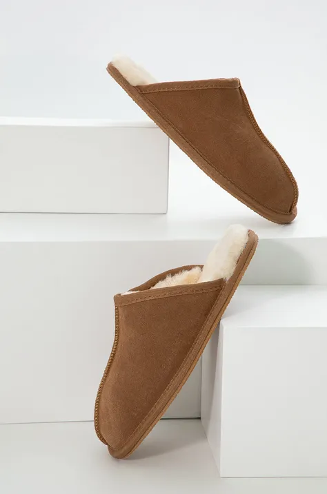 Semišové papuče Answear Lab hnedá farba