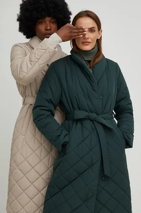 Answear Lab rövid kabát női, zöld, átmeneti