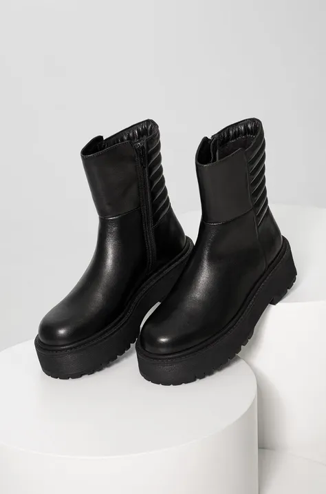 Δερμάτινες μπότες Answear Lab γυναικεία, χρώμα: μαύρο,