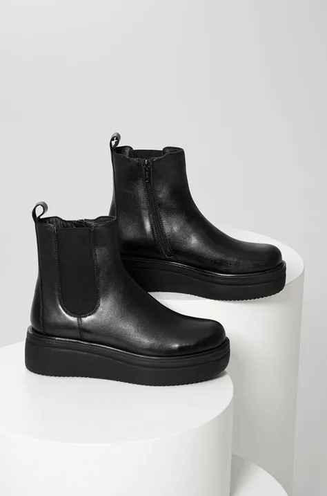 Δερμάτινες μπότες τσέλσι Answear Lab γυναικεία, χρώμα: μαύρο,