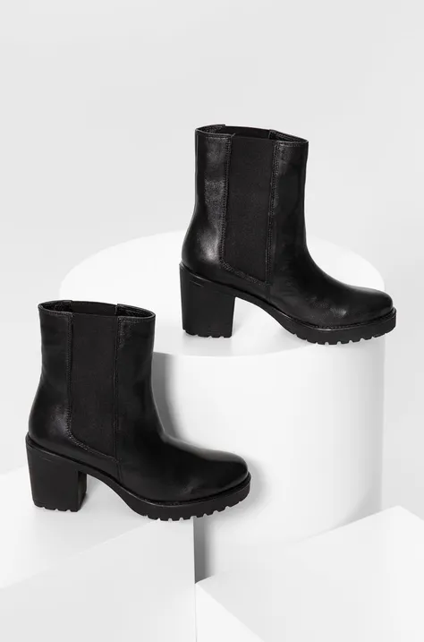 Шкіряні черевики Answear Lab жіночі колір чорний каблук блок
