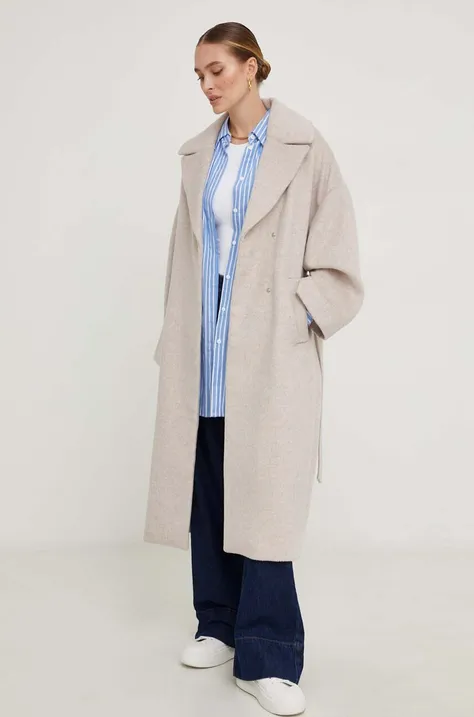 Μάλλινο παλτό Answear Lab χρώμα: μπεζ
